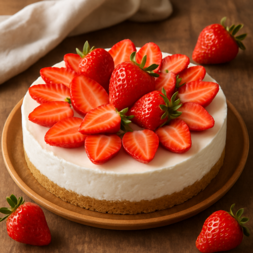 Monchoutaart met aardbeien