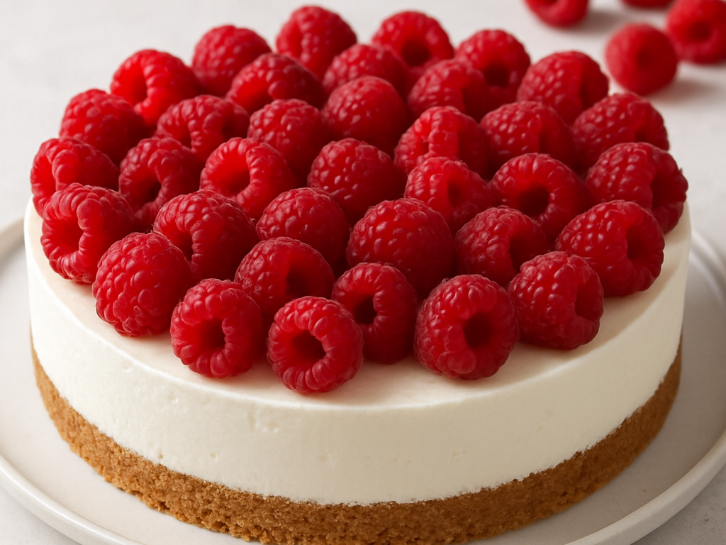 Monchoutaart met frambozen