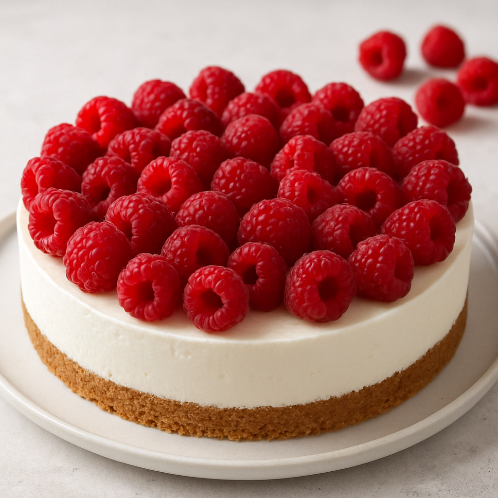 Monchoutaart met frambozen