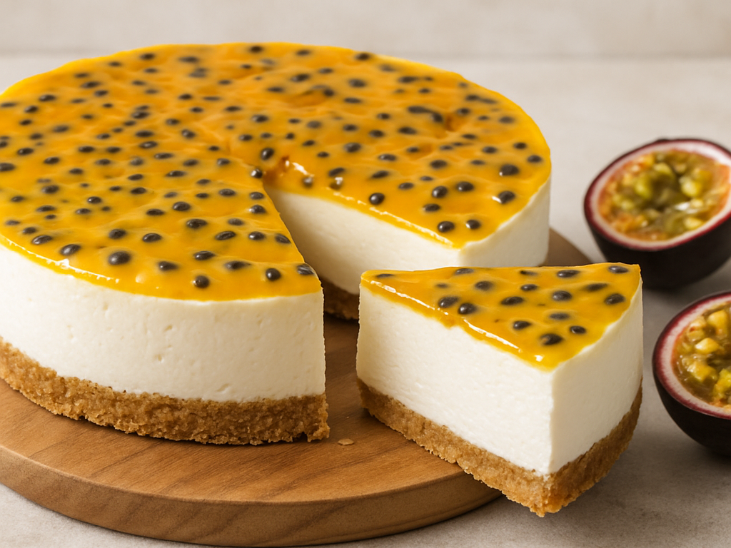 Monchoutaart met passievrucht